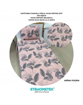 ETEHOMETEX Pamuklu Kapitoneli Yatak Örtüsü Seti TEK KİŞİLİK ARİNA PUDRA 8696474232107